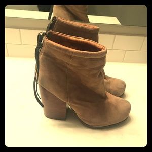 Jeffrey Campbell suede beige booties